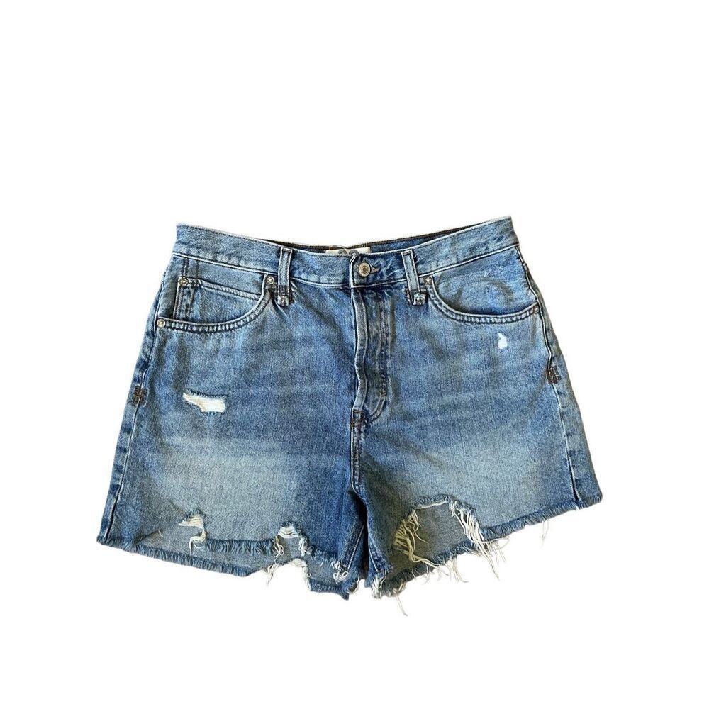 Free People Loose Cannon Button Fly Distressed Jean Shorts Women's Size 30